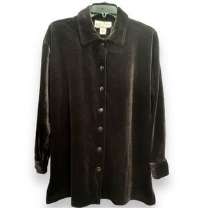 Carolina Colours Size M/L Black Velvet Button Up Long Sleeve Tunic Top/Jacket